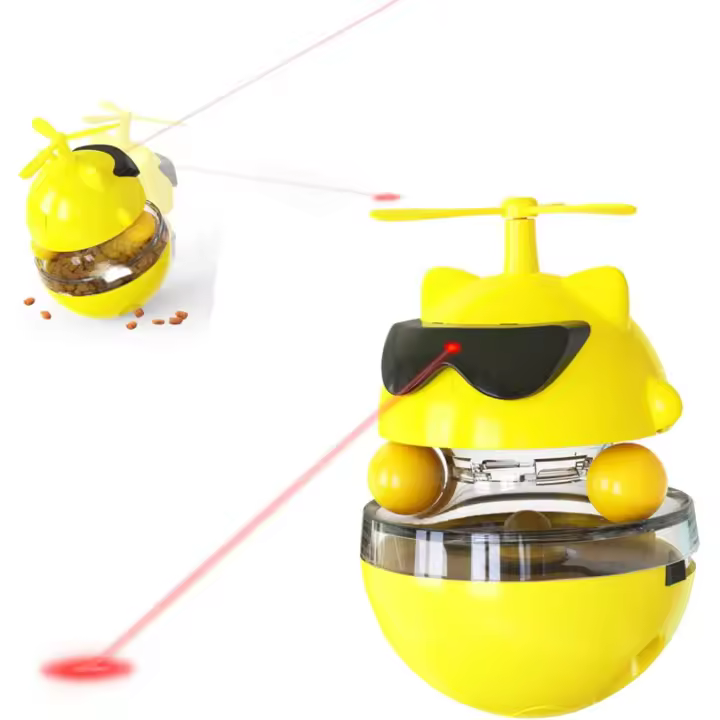 Características de la bola giratoria Orbit Este juguete con hélice para gatos/robot recargable por USB Puntero láser Puntero láser Juguete para gatos Amarillo - 1