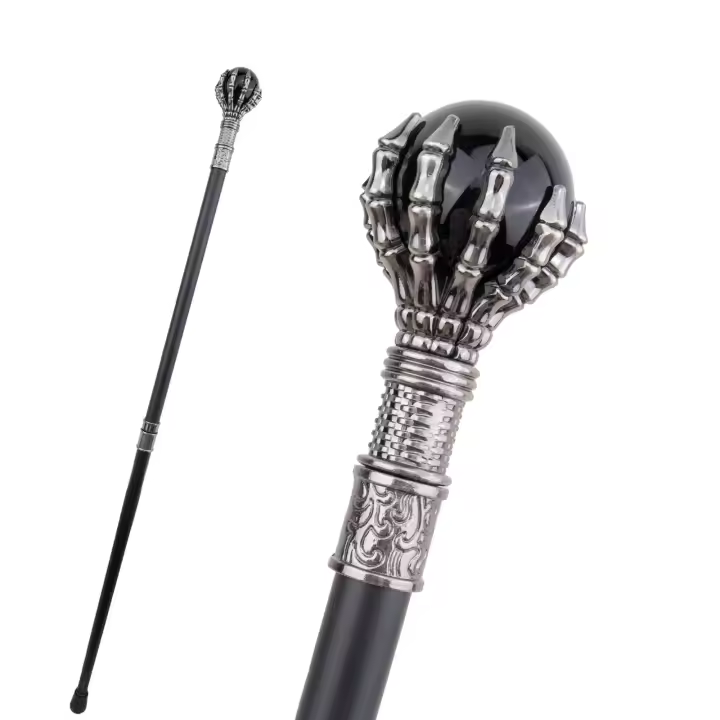 Bastón De Caminar De Vidrio Negro Con Bolilla Steampunk Moda Decorativa Para Caballero Lujo 93cm Con Punta De Goma Para Actividades Al Aire Libre - 1