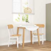 vidaXL Sillas de comedor 2 unidades madera maciza de caucho en color Natural/Blanco/Marrón y negro y más | cómodas modernas ergonómicas para comedor cocina salón hogar - details 5