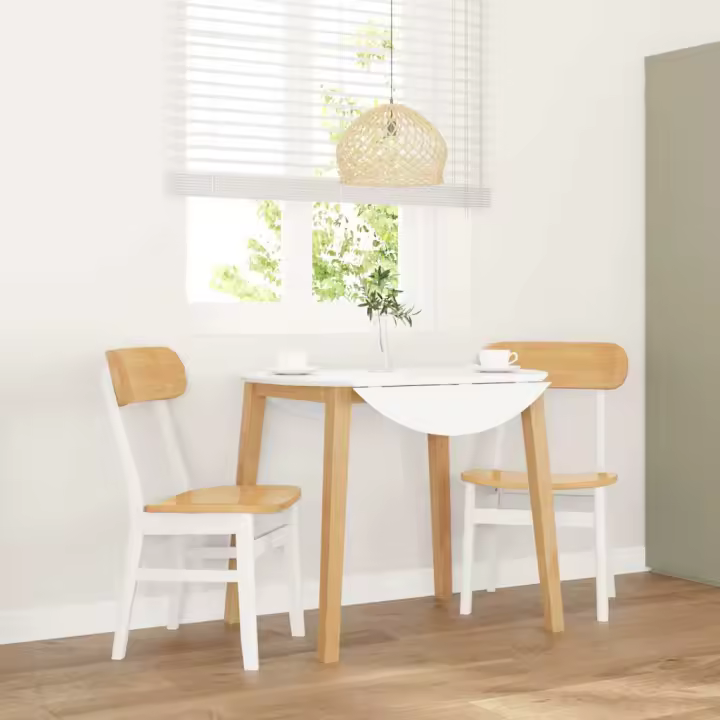 vidaXL Sillas de comedor 2 unidades madera maciza de caucho en color Natural/Blanco/Marrón y negro y más | cómodas modernas ergonómicas para comedor cocina salón hogar - 1
