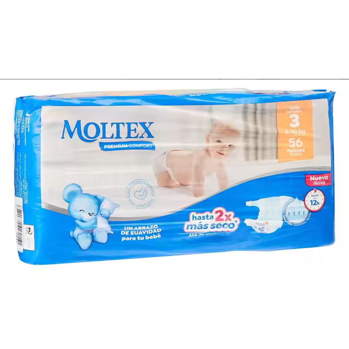 Moltex Pañal Premium T3 4-10Kg 56 pañales, Pack de 1 - 1