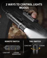 RichFire Flashlight Táctica 2000 Lumens Compatible Con M-Rail Con Interruptor De Presión Remoto Luz De Arma Recargable Para Caza Impermeable - details 8