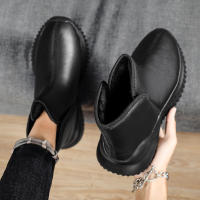 Botas De Invierno Para Hombre YRZL Negras Con Peluche Cálido Antideslizantes Ligeras Y Confortables Zapatos De Piel Artificial Cubierta Del Tobillo - details 11