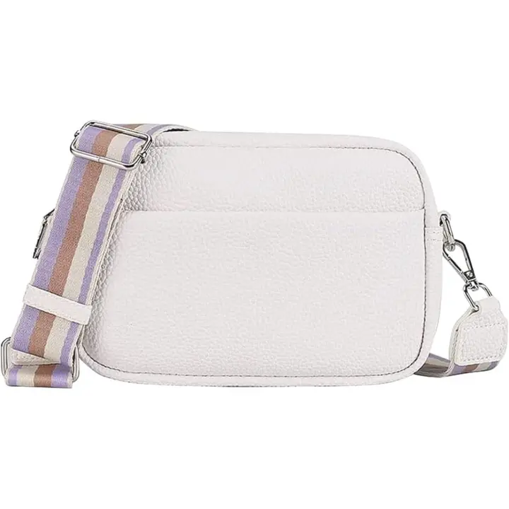 Bolso bandolera para mujer, pequeño bolso de piel para cámara, bolsos bandolera para mujer, bolso de hombro multibolsillos con correa ancha ajustable y extraíble - 1