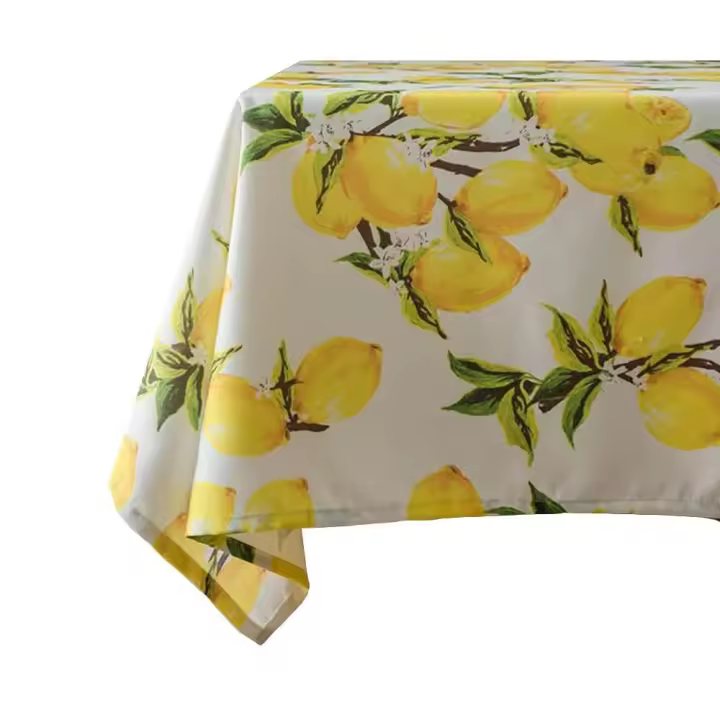 Mantel de poliéster a prueba de derrames con diseño de limón para primavera y verano, para uso en interiores y exteriores - 1