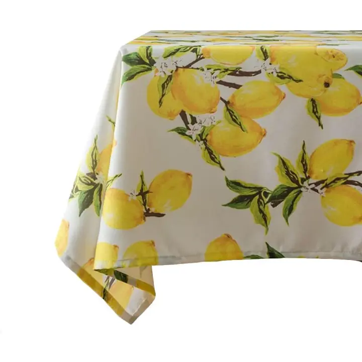 Mantel de poliéster a prueba de derrames con diseño de limón para primavera y verano, para uso en interiores y exteriores - 1