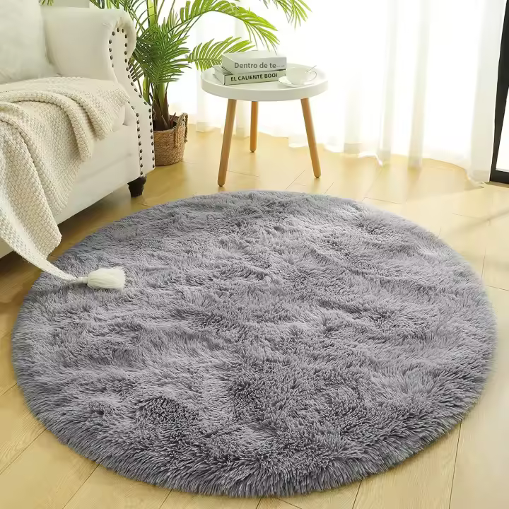 Carpetas Redondas Para Sala De Estar Y Dormitorio Alfombra Gruesa Y Suave De Poliéster Para Decoración De Habitaciones De Niños Estilo Moderno Alfombra De Suelo Grande Con Peluche Largo - 1