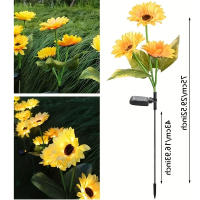 1PC Luces Solares De Girasol Para Exterior Decorativas Con 3 LED Luz Amarilla Impermeables Para Patio Jardín Instalación Auto-Contenida - details 6
