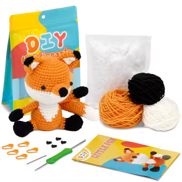 Kit De Crochet Con Pelotas De Hilo Y Agujas Para Animales Fox Ferret DIY Incluye Marcadores De Patrón Y Herramientas De Tejido - 1