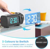 Reloj De Alarma Digital Con Función De Radio Y Modo Snooze Carga USB Reloj De Mesa Para Dormitorio Estilo Moderno Geométrico Proyección 180° - details 3