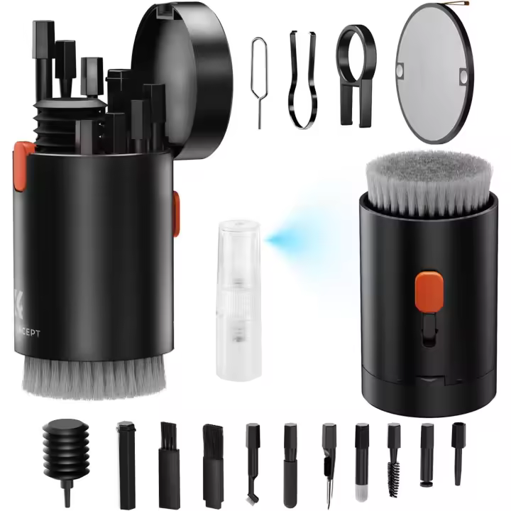 Concept 20 en 1 Kit Multifunctional Portátil de Limpieza Electrónica-Limpia Teclado, Pantalla de PC, Teléfono Móvil, Airpods, Lentes, Herramientas de Limpieza para Múltiples Circunstancias, Negro - 1