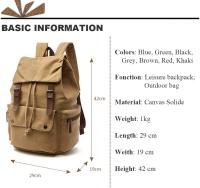 Mochara Retro de Lona para computadora portátil Mochara de Viaje Bolsa de Gran Capacidad Unisex (Caqui) - details 0