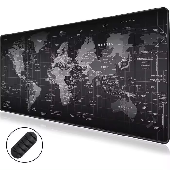 WURK-Alfombras de escritorio World [90x40 cm] -Alfombras de Ratón-Negro elege-Alfabrilla de escritorio Grande XL - Accesorio de Oficina - 1