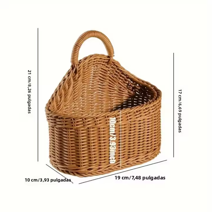 Cesta De Frutas Y Verduras Montada En La Pared Estilo Rattan Simulada Caja Colgante De Plástico Para Decoración Del Hogar - 1