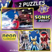 Educa - Sonic Prime Neon  Set de 2 Puzzles con 100 Piezas Que Brillan en la Oscuridad. Medida montado: 40 x 28 cm. +6 años Educa19629 - details 2