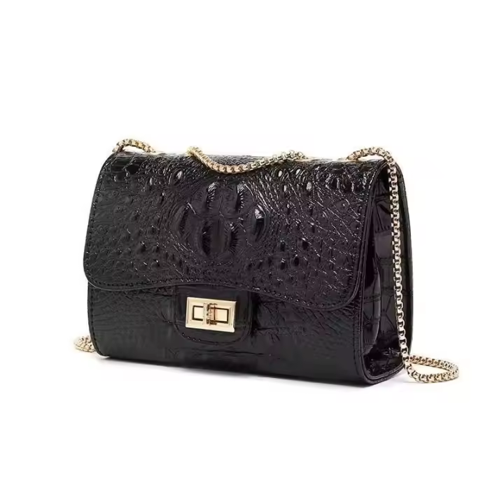 Bolso De Hombro Cruzado Para Mujer 2024 Moda Mediano Con Cadena Satchel PU Con Lining De Cuero Sintético Bolsillo Interior De Cierre De Cremallera Y Hebilla - 1