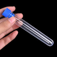 10 Pcs/Lot De Tubos De Prueba De Química 15x100mm Plásticos Transparentes Duros Con Tapa Azul Volar Mayorista Calidad Alta - details 0