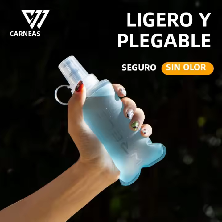 Botella De Agua Collapsible De Silicona WRELS Para Deporte Y Viajes BPA Free TPU Suave Capacidad 401ml-500ml Para Running Camping Y Senderismo - 1
