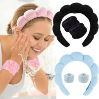 3Pcs Headband De Maquillaje Para Mujeres Y Niñas Espuma Puff Spa Para Lavar La Cara Cuidado De La Piel Yoga Facial Máscara Deportes Cinta De Cabello - details 0