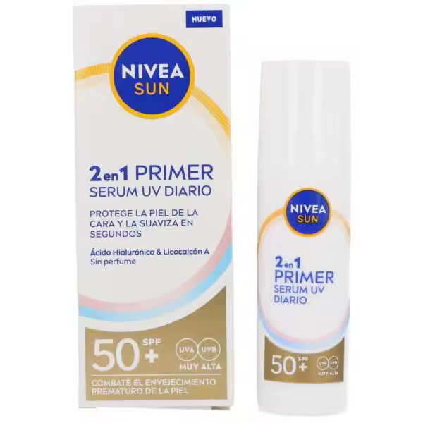 NIVEA Sun 2 en 1 Primer Serum UV Diario SPF30  30 ml Protector Solar Facial - 1