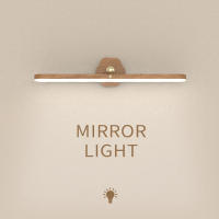 Lámpara De Noche LED De Madera Con Espejo Luz Frontal Recargable Portátil Magnética Para Pared Para Dormitorio Lámpara De Borde Táctil - details 10