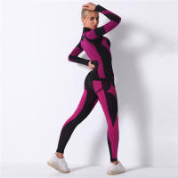 SSITO Conjunto Deportivo de manga Larga para Mujer, traje de Yoga, ropa de Cuello alto para Gimnasio, Top Short de Fitness, Leggings sin costura de DOT in Rayas, Nuevo, 2 Unidades/Set - details 5