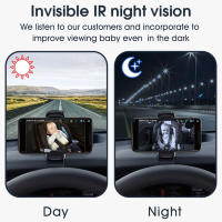 Monitor De Bebé WiFi Cámara De Vehículo Con Visión Nocturna Rotación De 360° Espejo Para Asiento Trasero Sin Cable Resolución SD 720P - details 11