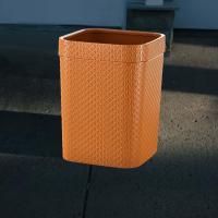Cesta De Basura Redonda De Rotura Tejida En Rattan Compacta De Plástico Para Interiores Y Exteriores Adecuada Para Dormitorio Cocina Patio Y Coche - details 7