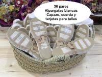 Alpargatas para bodas blancas 36 pares con regalo de capazo de esparto tarjetas para tallas y cuerda rústica detalles para invitadas de boda alpargatas para bodas en color blanco - details 5