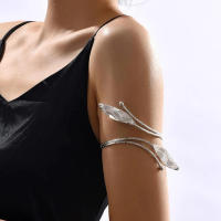 Pulseras De Brazo Superior De Hojas Y Flores De Metal Ajustables Para Mujer Joyería De Mano Accesorios De Regalo Con Salida Hollow out - details 11
