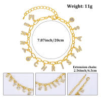 Encanto Pulsera navideña para mujer, regalo de fiesta, moda, temperamento, cobre, circonita, 14 quilates, colgante de letra - details 1