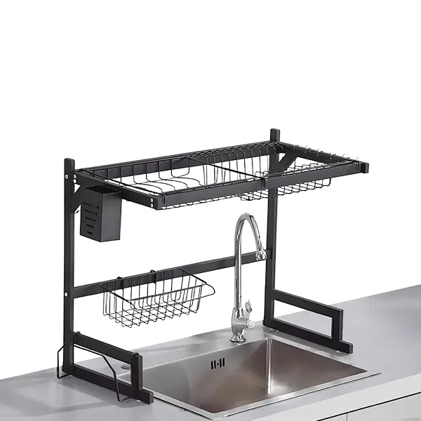Escurridor para Platos de Cocina lava, escurridor para fregadero with Jaula para Palillos, Escurridor de vainilla para el Para hajilla para el hogar, Organizer de accesorios de cocina de metal - 1
