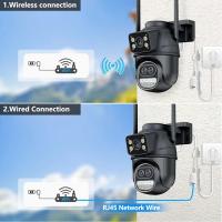 Cámara de vigilancia exterior, cámara de vigilancia Wifi para exteriores de doble lente de 2,4 Ghz, detección humana-IP66 resistente al agua - details 11