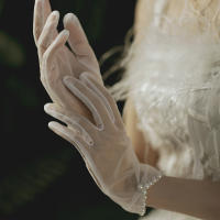 Guantes De Boda Elegantes Para Novia Con Lazo Accesorios De Boda Para Damas Guantes De Noche Formales De Encaje Rayón Talla Única - details 19