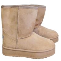 Botines Mujer, Invierno, Australiano, Forrado Con Pelo Interior, Camel, Negras, Caña Corta, Suela Plataforma Planos - details 3