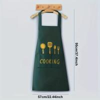 Delantal De Cocina Impermeable Y AntiAceite Con Bolsillos Y Ajuste Personalizado Para Restaurantes Y Bar De Café Ideal Para Casa Y Cocina - details 2