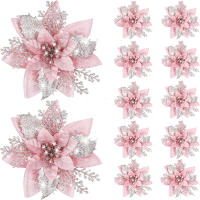 Flores De Navidad Artificiales Brillantes 14.5cm Decoración Para Árbol De Navidad Adornos Para Año Nuevo Y Día De San Valentín - details 16