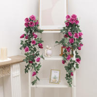 105cm Rosas Artificiales En Valla De Rotura Decoración De Plantas Falsas Para Casa Accesorios De Arco Para Boda Adornos Colgantes Para Pared - details 4