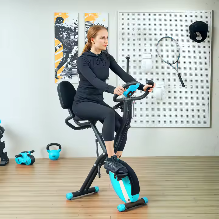 SPORTNOW Bicicleta Estática Plegable con Resistencia Magnética de 8 Niveles Bici Estática Plegable con Respaldo Volante Pantalla LCD Banda de Resistencia Carga 110 kg Verde - 1
