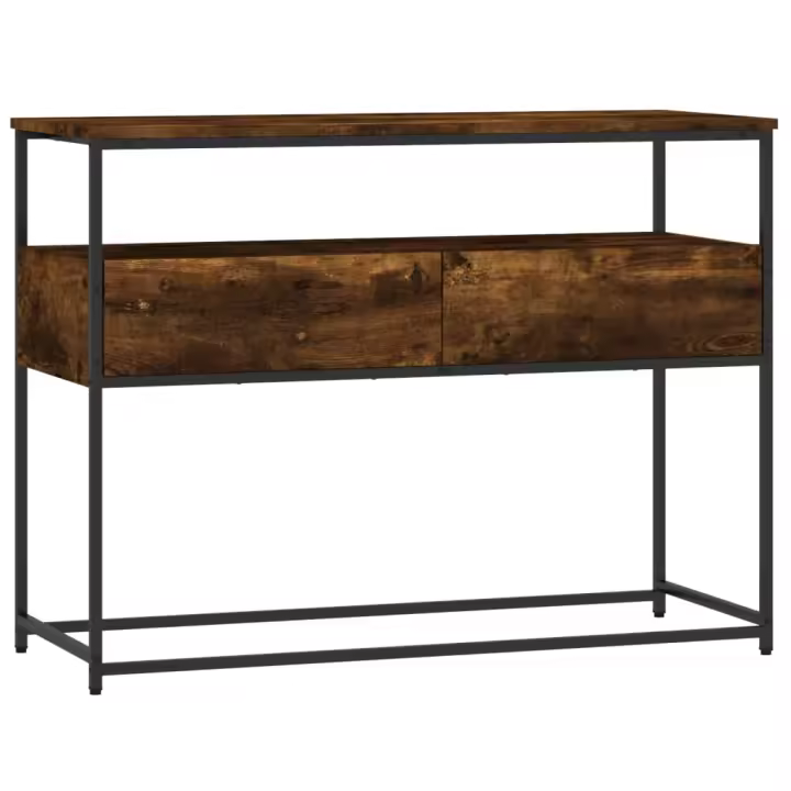 vidaXL Mesa consola madera de ingeniería 100x40x75 cm Negro, Roble ahumado, Gris sonoma Mesa de sofá Mesa de Entrada para Salón Consola de Entrada Mueble Recibidor Mesita Mesa auxiliar Salon - 1