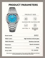 Reloj De Pulsera De Cuarzo Para Hombres RUIQI Con Pulsera De Acero Inoxidable Y Incrustaciones De Diamante Resistente Al Agua Y Luminosa - details 5