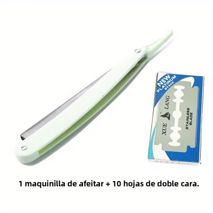 Afeitadora Manual Profesional De Acero Inoxidable Cuchillo De Barba Con 10 Hojas Para Hombres Corte Preciso Y Suave - 1