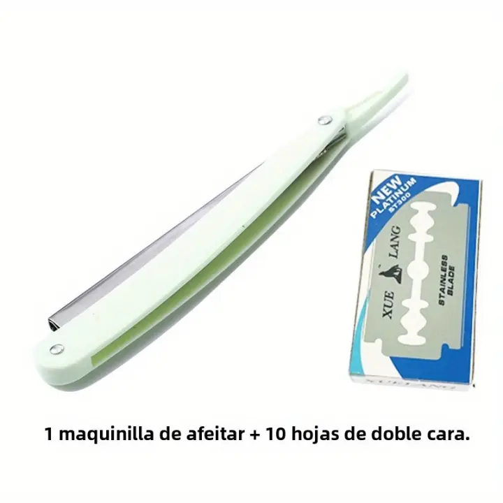 Afeitadora Manual Profesional De Acero Inoxidable Cuchillo De Barba Con 10 Hojas Para Hombres Corte Preciso Y Suave - 1