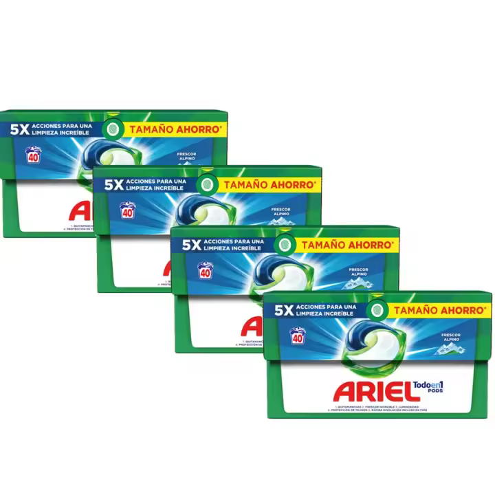Ariel | Pack Active Todo En 1 PODS, Detergente Líquido Para Lavadora + Defensa Activa Contra El Olor Lavados, Limpieza Profunda Y Acción Extra Contra Los Malos Olores 4x19 cápsulas - 1