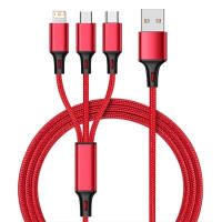 Cable De Carga USB Universal 3 En 1 Para iPhone 8 X XR 11 12 13 Samsung Moto Xiaomi Huawei Redmi Honor Tejido De Nylon Durable Longitud 1.2m - details 11