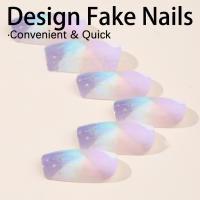 Kit De Uñas Postizas De Presión Para Mujeres Y Niñas 24 Piezas Juego De Uñas Postizas Cortas Cuadradas Con Diseño De Flores Geométricas Y Brillo Moda Oficina - details 46