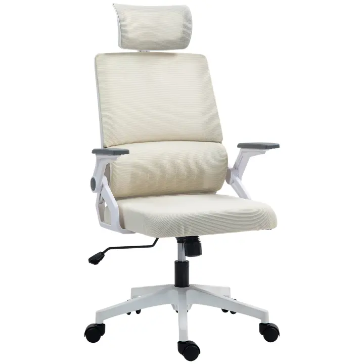 Vinsetto Silla de Oficina de Malla con Función de Basculante Silla de Escritorio Giratorio Altura Reposacabezas Ajustable y Reposabrazos Carga 120 kg para Estudio 58x61x102-119 cm - 1