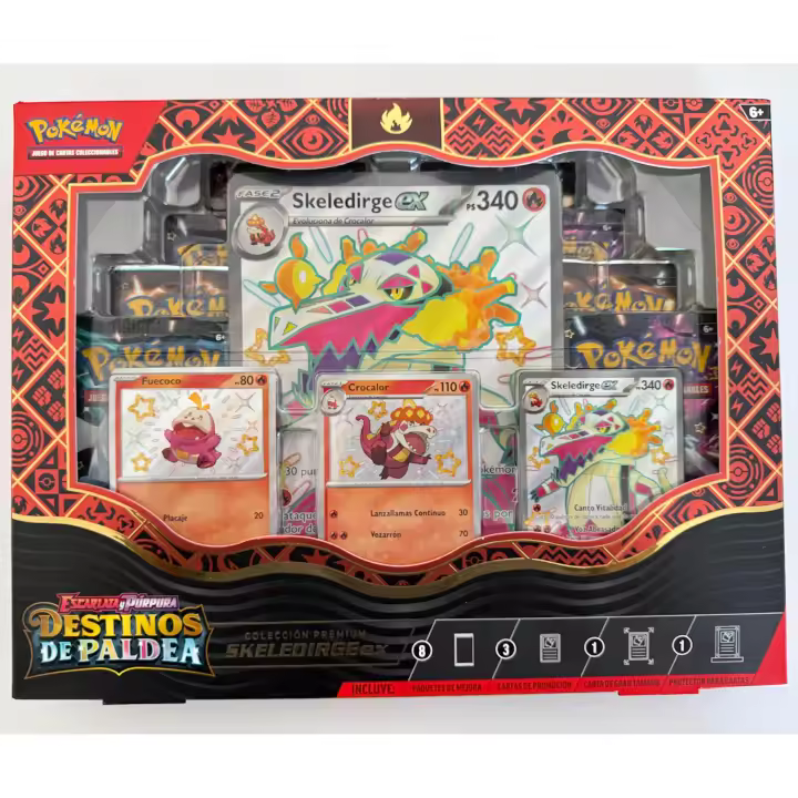 POKEMON PREMIUM COLLECTION ASSORT SV4.5 SKELEDIRGEeX ESCARLATA Y PÚRPURA DESTINOS PALDEA JCC POKEMON ESPAÑOL JUEGO DE CARTAS - 1