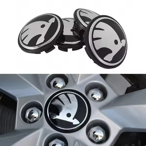 4-Pack - Skoda Center Caps / Wheel Hub Emblems - Car 65 mm - 1