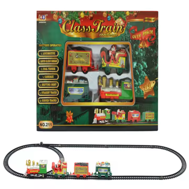 Juguete Eléctrico De Tren Navideño Decoración De Árbol De Navidad Con Sonido Y Luz Carro De Ferrocarril En Marco Regalos De Navidad - 1